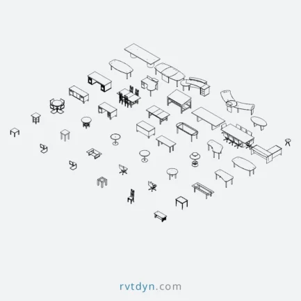 30+ Free Revit Families – Desks and Tables Collection | rvtdyn.com