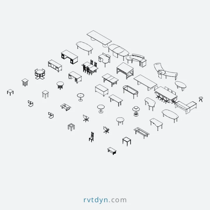 30+ Free Revit Families – Desks and Tables Collection | rvtdyn.com