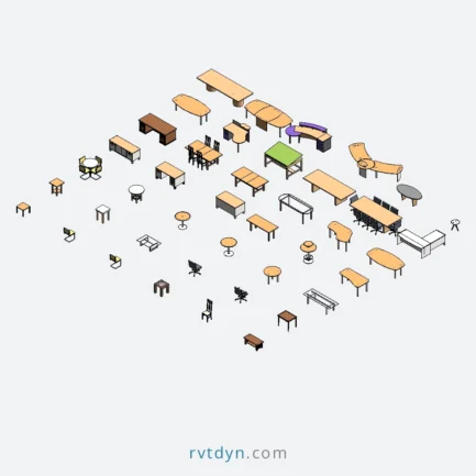 30+ Free Revit Families – Desks and Tables Collection | rvtdyn.com