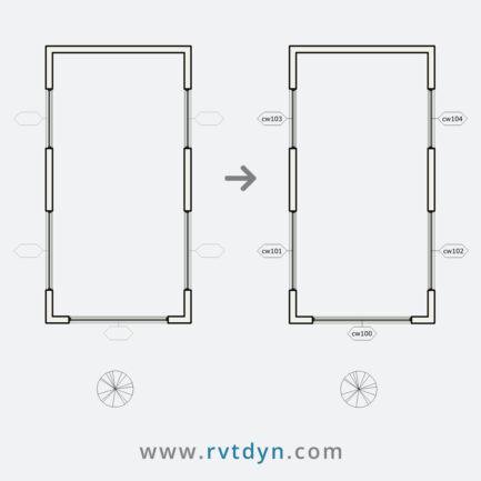 Rename curtain walls on a specified level
