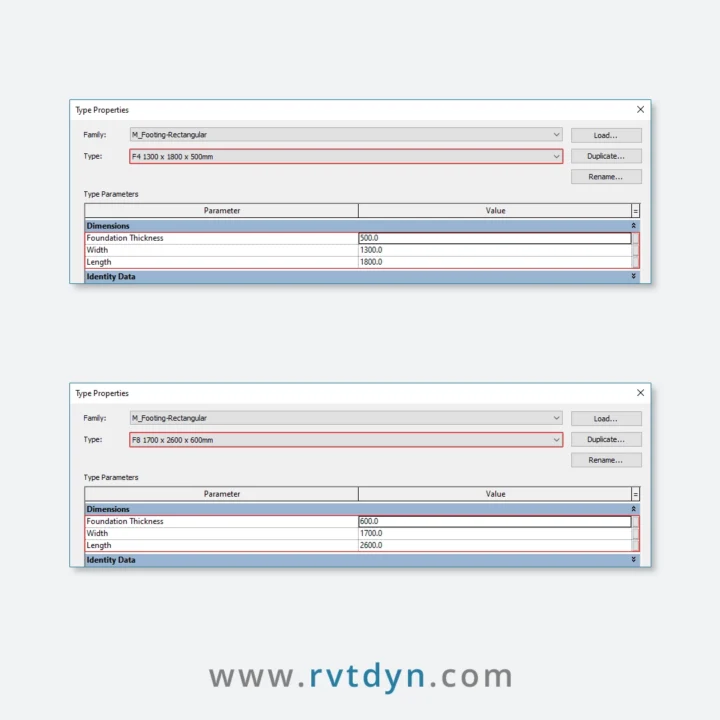 Create 10+ rectangular footing from Excel